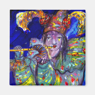 FLUTIST IN BLAU / Venezianische Karnevalsnacht Magnet