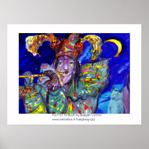 FLUTIST IN BLAU / Venezianische Karnevalsnacht Poster