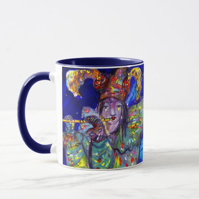 FLUTIST IN BLAU / Venezianische Karnevalsnacht Tasse (Links)