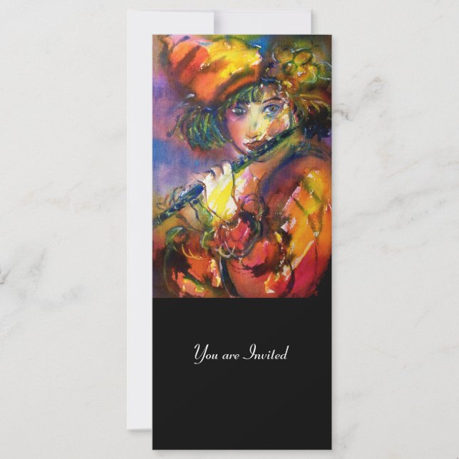 FLUTIST PORTRAIT Masquerade Party Program Einladung (Vorderseite)