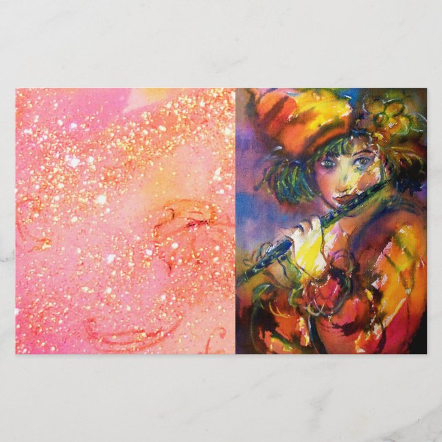 FLUTIST PORTRAIT / Venezianische Masquerade / Briefpapier (Vorderseite)