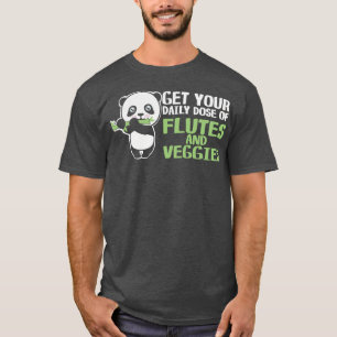 Flutist Vegetables Cute Panda Vegan Bamboo Flute T-Shirt
