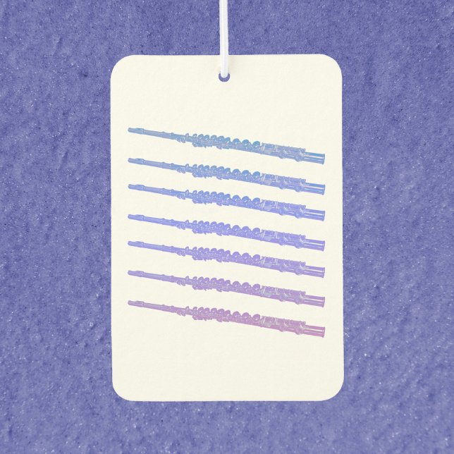 Flutmusikinstrument Pink Blue Lila Autolufterfrischer (An air freshener with flutes done in pink, blue and purple)