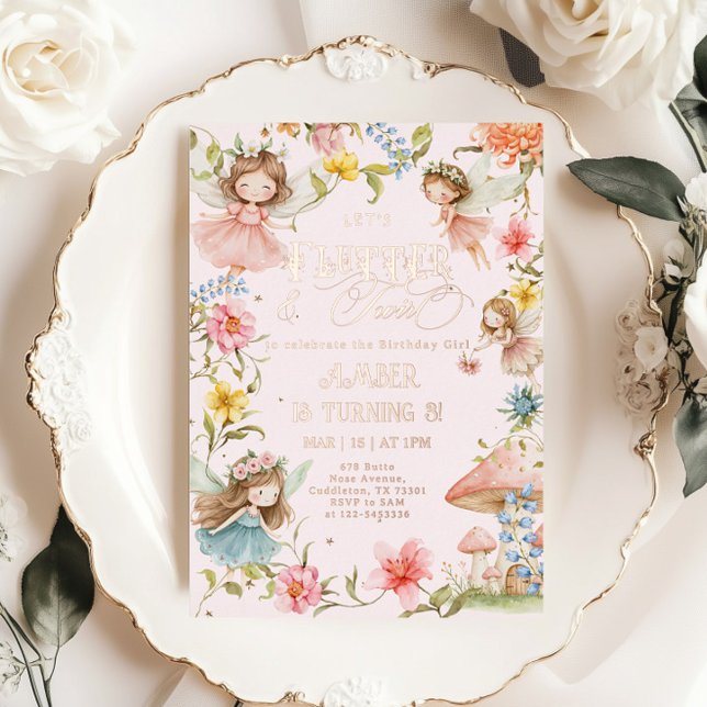 Flutter and Twirl Fairy Any Age Princess Birthday Folieneinladung (Von Creator hochgeladen)
