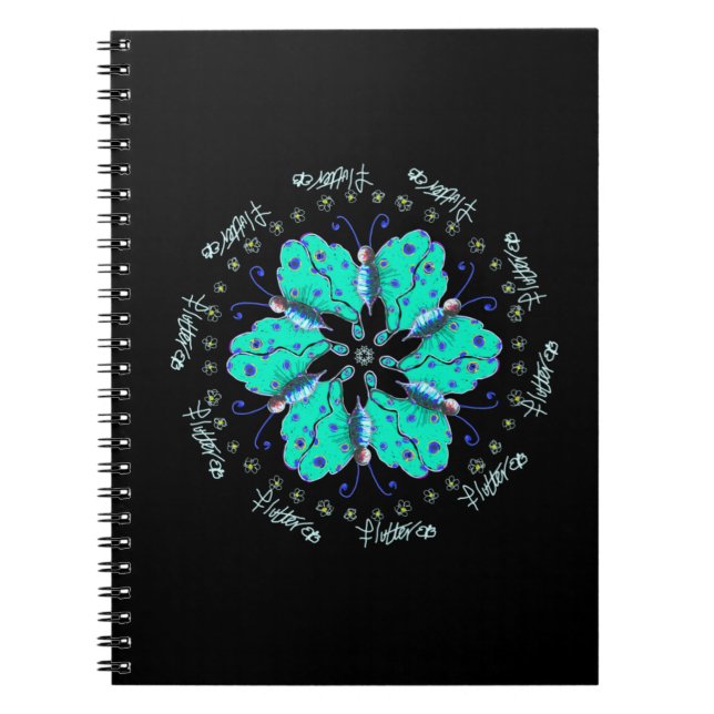 Flutter-Aqua-Schmetterling-Mandala Notizblock (Vorderseite)
