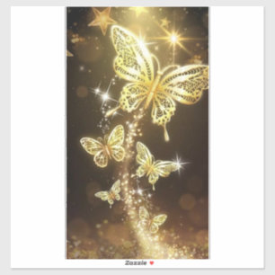 Flutter in Style: Custom Golden Butterfly Vinyl S Aufkleber