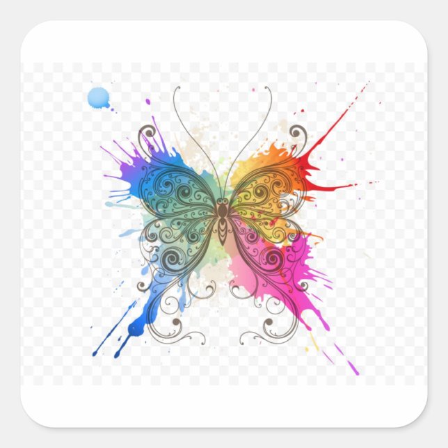 Flutter Palette Quadratischer Aufkleber (Vorderseite)