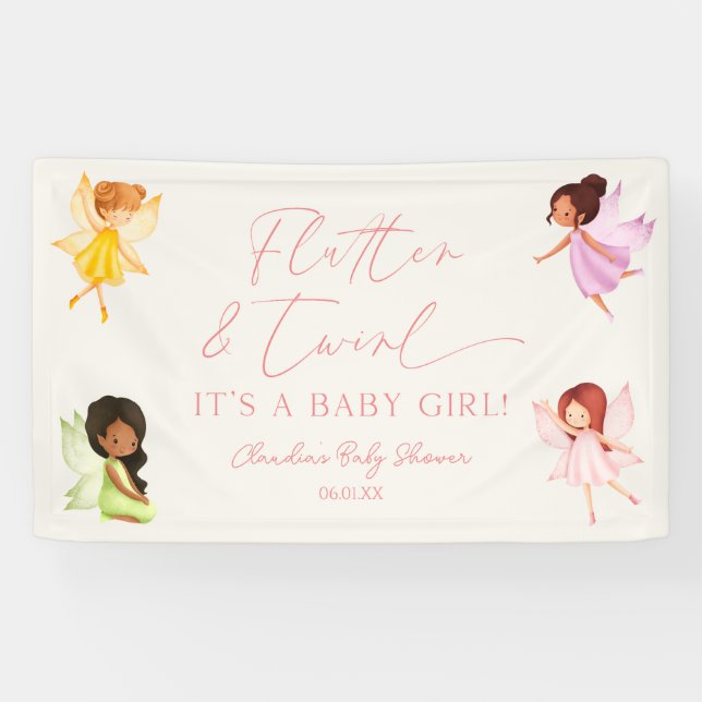 Flutter und Twirl Enchanted Fairy Baby Shower Banner (Horizontal)