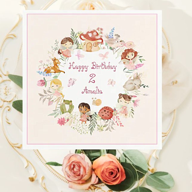 Flutter und Twirl Fairy Garden Geburtstag Serviette (Von Creator hochgeladen)