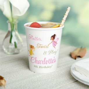 Flutter und Twirl Fairy Geburtstagsparty Cups Pappbecher