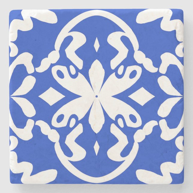 Flutterblauer Tile Steinuntersetzer (Vorderseite)