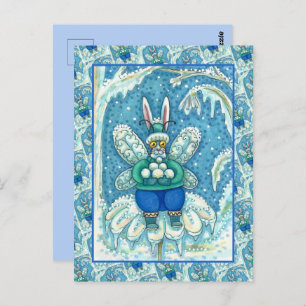 FLUTTERBUN WINTER WONDERLAND, FUNNY BUNNY RABBBIT POSTKARTE