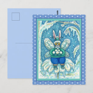 FLUTTERBUN WINTER WONDERLAND, FUNNY BUNNY RABBBIT POSTKARTE