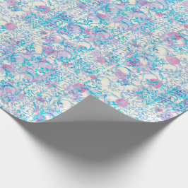 Flutterby Frühlings-Damast-Blumenblau Geschenkpapier