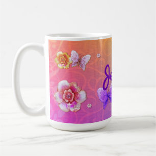 Flutterby Graffiti Jeweled PERSONALISIERT Kaffeetasse