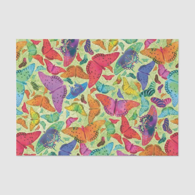 Flutterby Sommer-Schmetterlinge auf Grün Seidenpapier (Vorderseite)