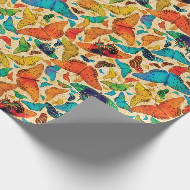 Flutterby tägliche Schmetterlinge auf Beige Geschenkpapier (Ecke)