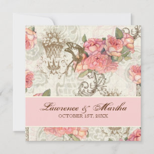 Flutterbyes 'n Rose Elegante Hochzeit - Rosa Einladung
