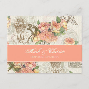 Flutterbyes 'n Rose Elegante Wedding RSVP Card Karte