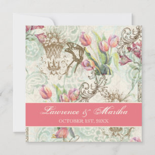 Flutterbyes 'n Tulips Elegante Hochzeit Einladung