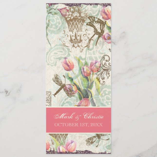 Flutterbyes 'n-Tulpe-elegante Menü-Karte Menükarte (Vorderseite)