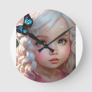 Flutterflügel: T - Shirt für Wasserfarben-Schmette Runde Wanduhr