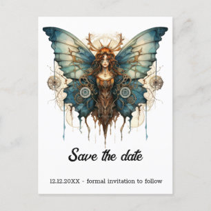 Fluttergear Nymph Butterfly Steampunk Wedding Ankündigungspostkarte