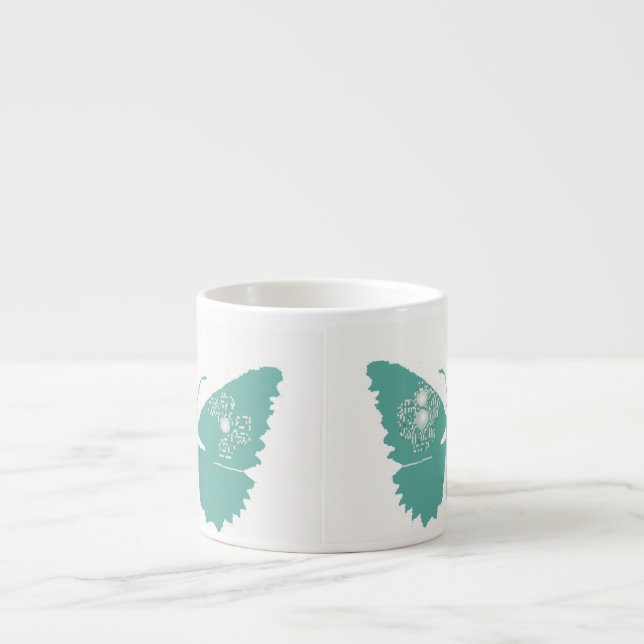 "Fluttering Elegance: Light Seagreen Butterfly Espressotasse (Vorderseite)