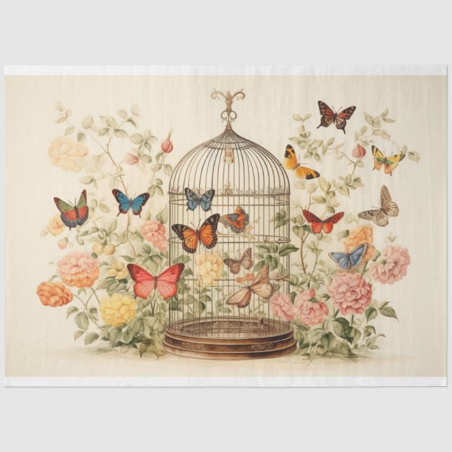 Fluttering-Freunde: Entweihung eines Geburtskäfigs Seidenpapier (Vorderseite)