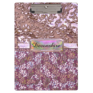 Flux Pink French Rose Elegantes Monogramm Klemmbrett