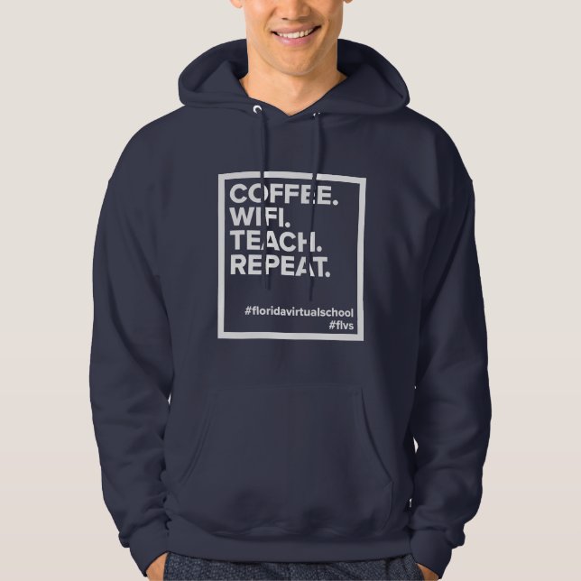 FLVS-Kaffee. WiFi. Lehre! Wieder von vorne. Navy H Hoodie (Vorderseite)