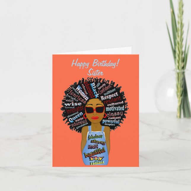 Fly African American Sister Happy Birthday Card Karte (Vorderseite)