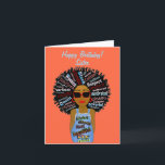 Fly African American Sister Happy Birthday Card Karte<br><div class="desc">Diese coole Geburtstagskarte zeigt eine afroamerikanische Frau mit inspirierender Wortkunst in ihren Haaren und auf der Rampe ihres Jean. Holen Sie sich diese Karte mit viel Persönlichkeit für Ihre Schwester an ihrem Geburtstag.</div>