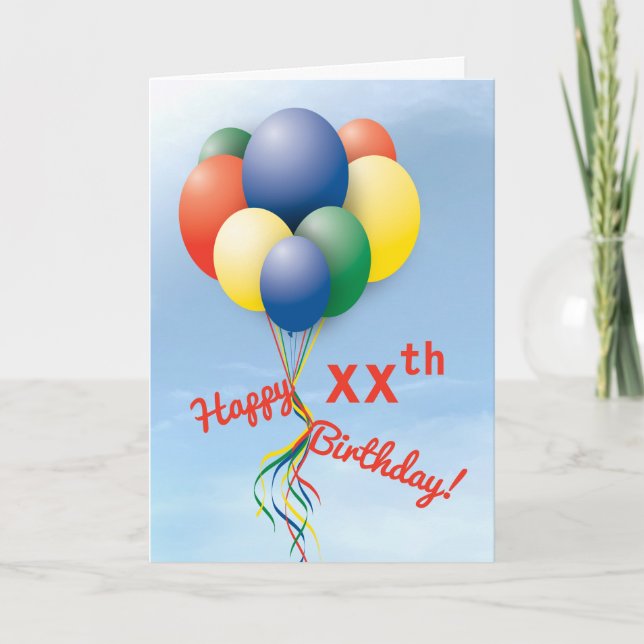 Fly-Away Balloon Bundle Happy Birthday Karte (Vorderseite)