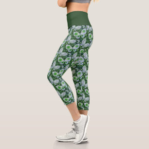 Fly Away Paisley Butterfly Print Green Capri Leggings