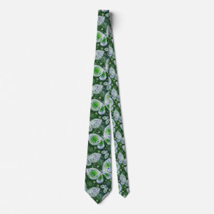 Fly Away Paisley Butterfly Print Green Krawatte