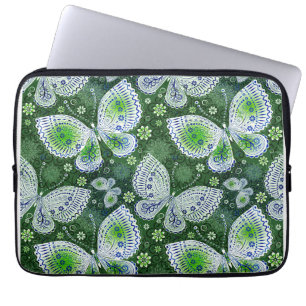 Fly Away Paisley Butterfly Print Green Laptopschutzhülle