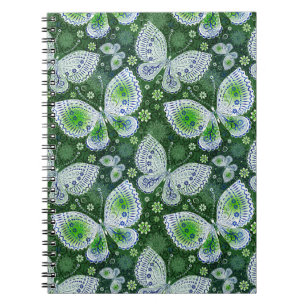 Fly Away Paisley Butterfly Print Green Notizblock