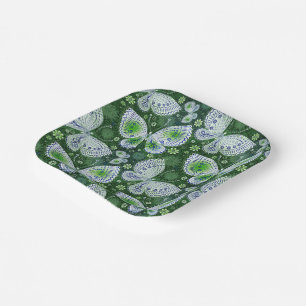 Fly Away Paisley Butterfly Print Green Pappteller