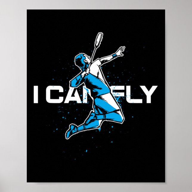 Fly Badminton Player Shuttle Trainer Racket Sports Poster (Vorne)