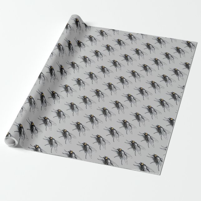 Fly Buddy graues glänzendes Packpapier (Ungerollt)