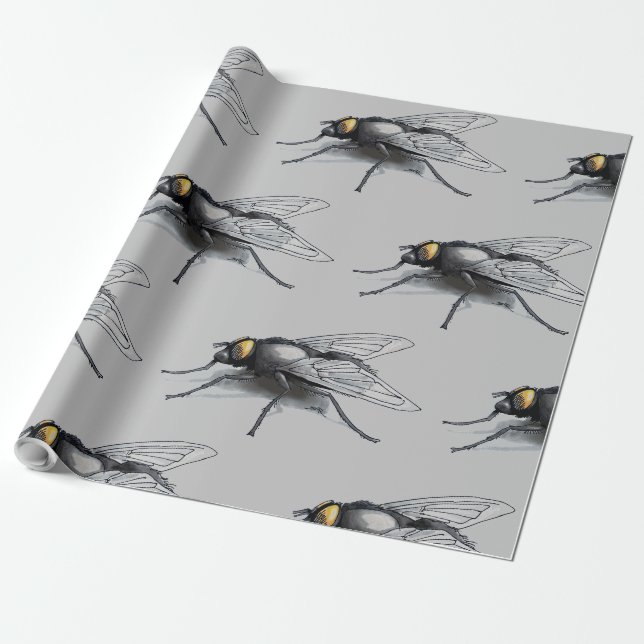 Fly Buddy graues glänzendes Packpapier (Ungerollt)