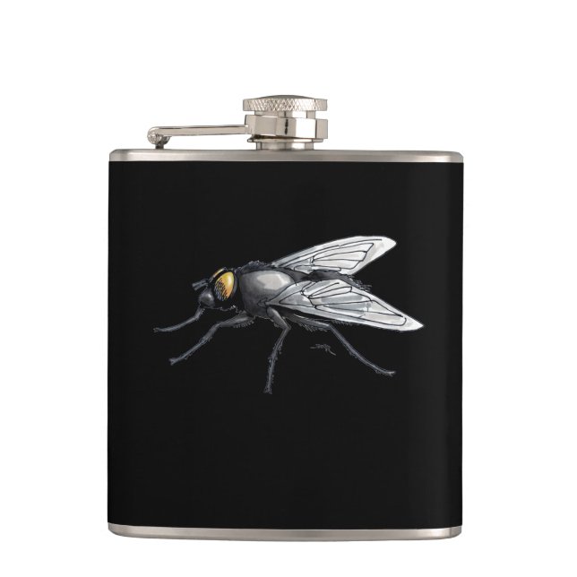 Fly Buddy Riesenfliege schwarz gewickelt Flasche Flachmann (Vorderseite)