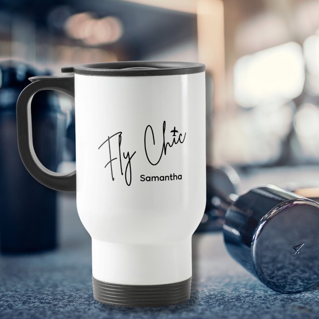 Fly Chic Typografie & Flugzeug Luftfahrt Einfach Reisebecher (Von Creator hochgeladen)