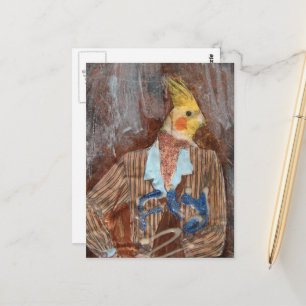 Fly Cockatiel Bird Mixed Media Postkarte