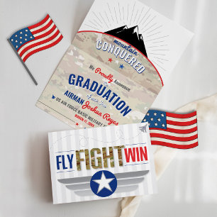 Fly Fight Win Air Force BMT Militärischer Abschlus Ankündigung