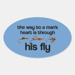 Fly Fish Man's Heart Sticker