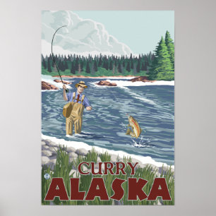 Fly Fisherman - Curry, Alaska Poster