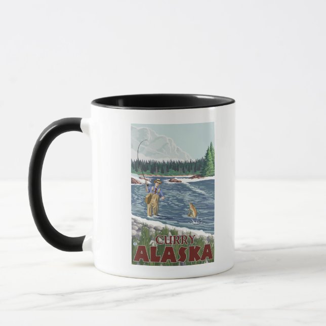 Fly Fisherman - Curry, Alaska Tasse (Links)