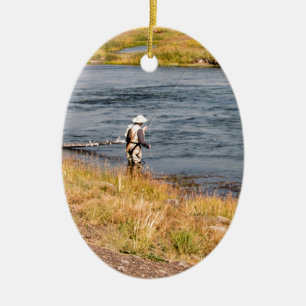 Fly Fisherman Keramik Ornament